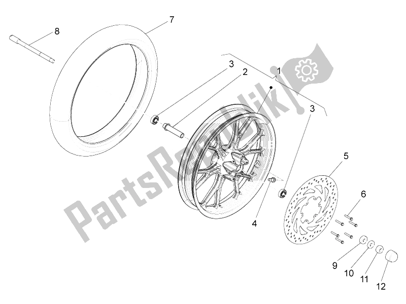 Alle Teile für das Vorderrad des Aprilia RS4 50 2T 2011
