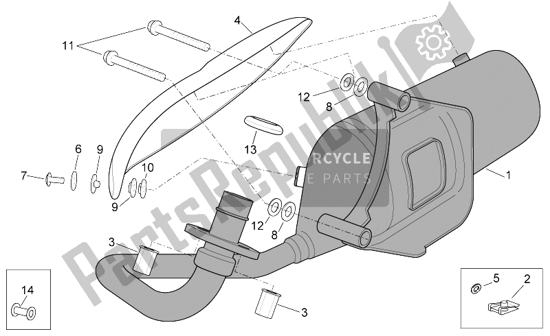 All parts for the Exhaust Pipe of the Aprilia Scarabeo 50 4T 2V E2 2006