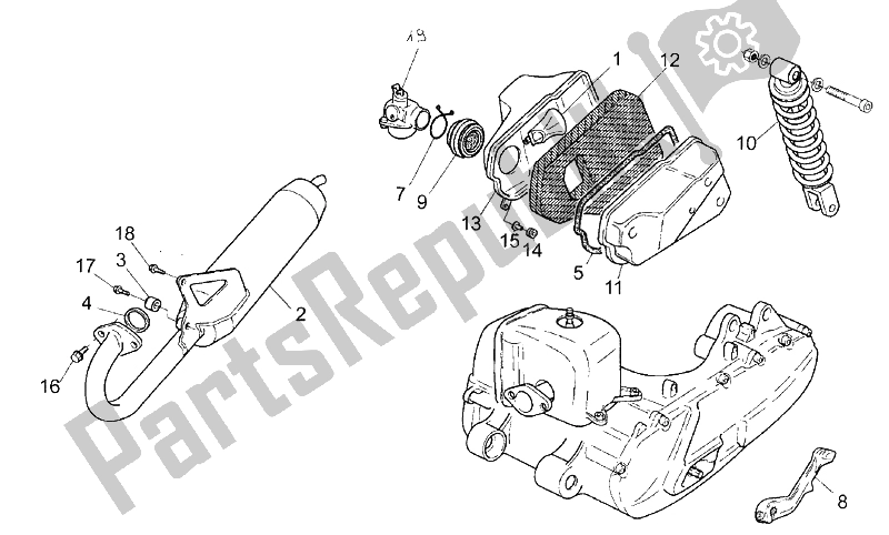 All parts for the Exhaust Unit of the Aprilia Amico 50 1994