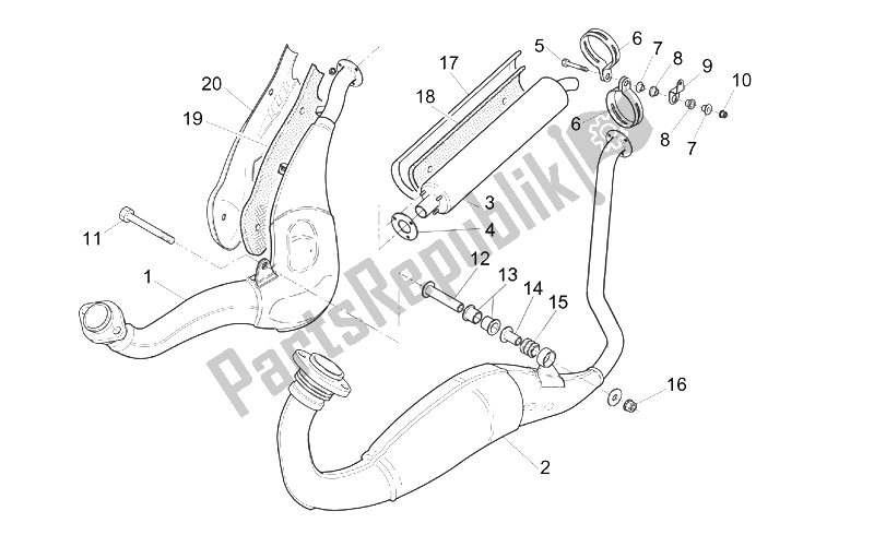 Alle onderdelen voor de Uitlaat van de Aprilia RS 250 1995