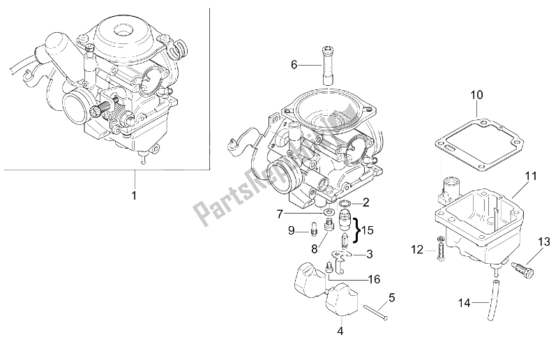 All parts for the Carburettor Iii of the Aprilia Leonardo 125 150 1999