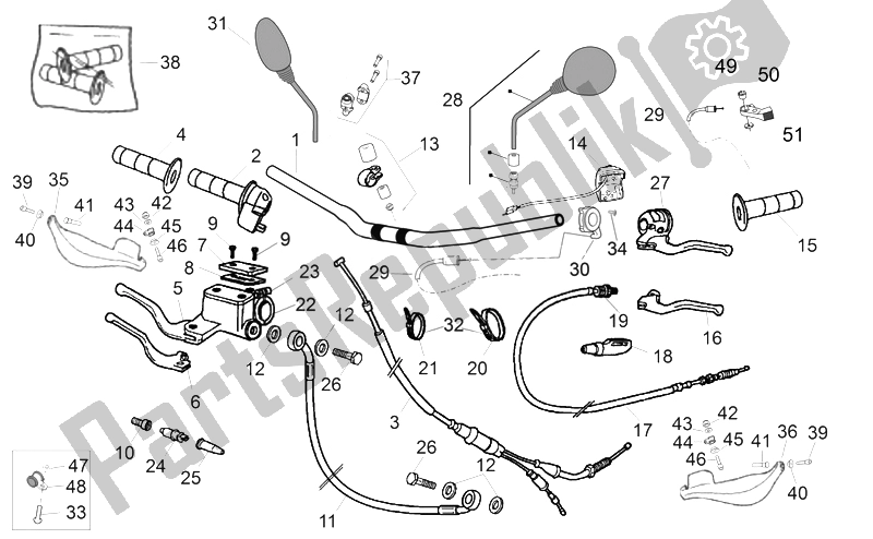 All parts for the Handlebar - Controls of the Aprilia RX SX 50 2011