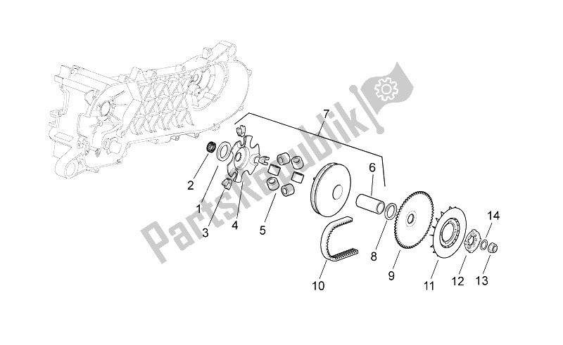 All parts for the Variator of the Aprilia Scarabeo 50 2T 2014