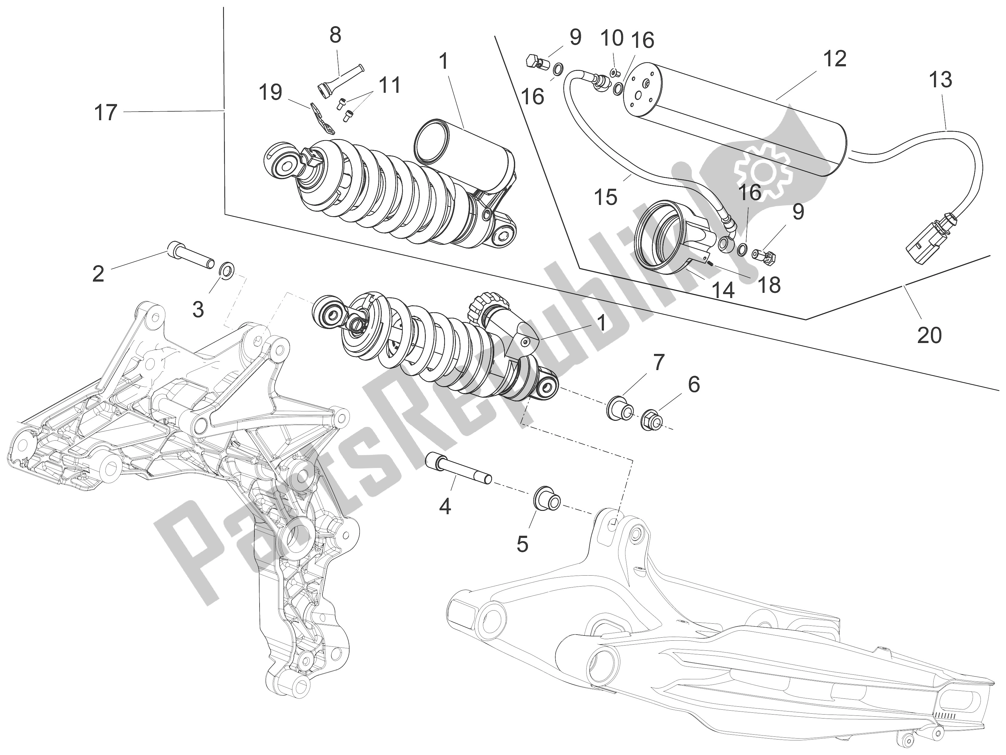 Todas las partes para Amortiguador de Aprilia Caponord 1200 EU 2013