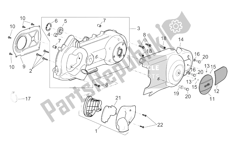 Todas las partes para Cubierta Del Variador de Aprilia Scarabeo 125 250 E2 ENG Piaggio 2004