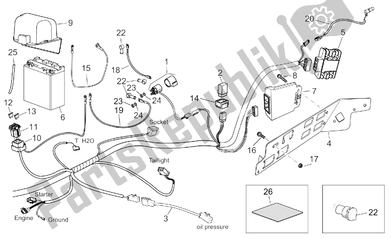 Tutte le parti per il Impianto Elettrico Posteriore del Aprilia Atlantic 125 200 250 2003