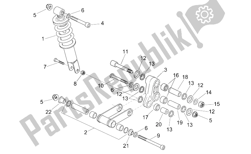 All parts for the Rear Shock Absorber of the Aprilia RS 125 1999