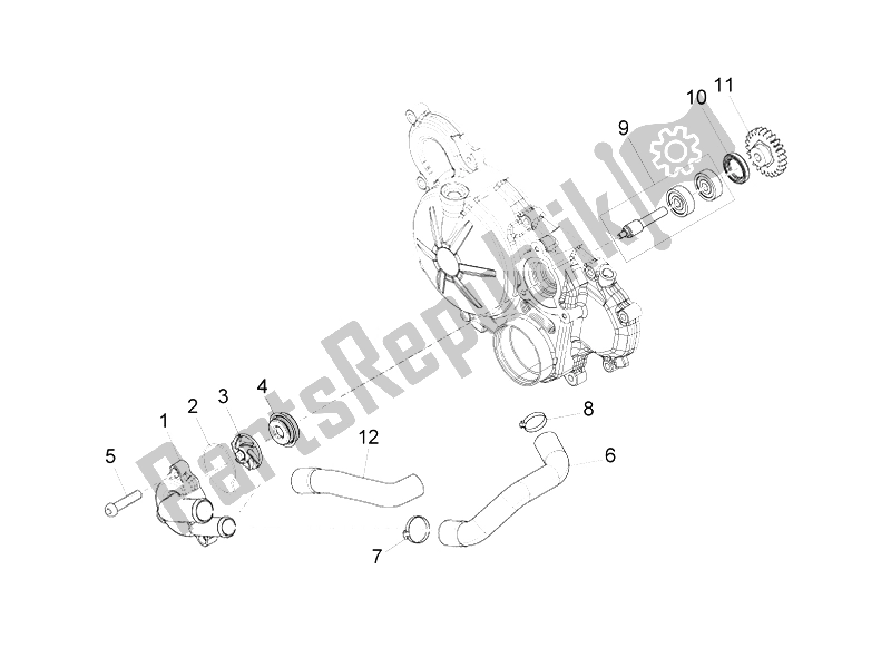 Alle onderdelen voor de Waterpomp van de Aprilia RS4 125 4T 2011