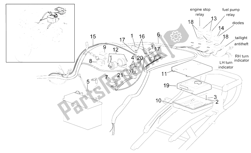 All parts for the Rear Electrical System of the Aprilia RSV Mille 1000 2000