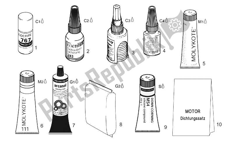 All parts for the Sealing And Lubricating Agents of the Aprilia Leonardo 125 150 ST 2001