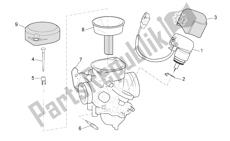 All parts for the Carburettor Ii of the Aprilia Scarabeo 100 4T E3 2010