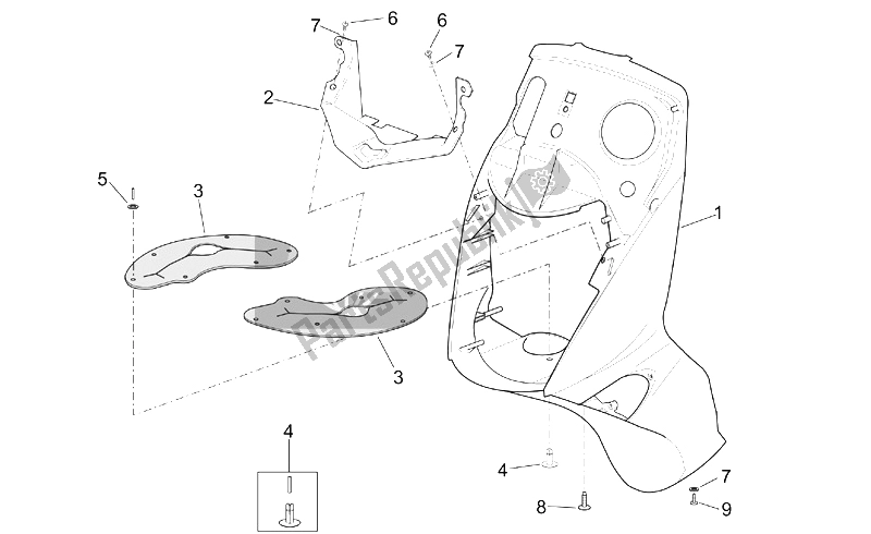 Alle Teile für das Frontkarosserie - Frontverkleidung (3) des Aprilia Leonardo 250 ST ENG Yamaha 2001