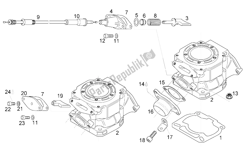 All parts for the Cylinder - Exhaust Valve of the Aprilia RS 125 2006