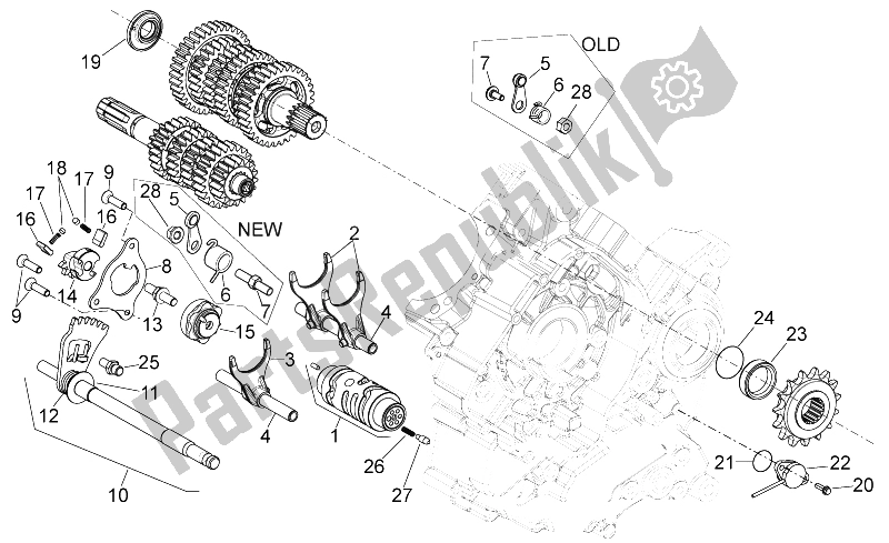 All parts for the Gear Box Selector of the Aprilia Shiver 750 2007