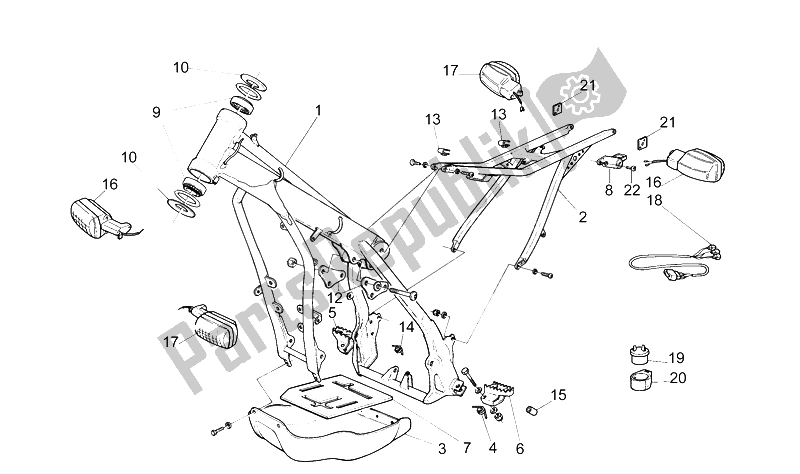 All parts for the Frame of the Aprilia Climber 280 1990