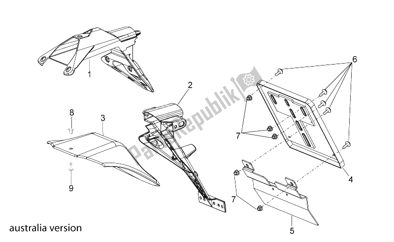 All parts for the Rear Body Iii of the Aprilia RSV4 R 1000 2009