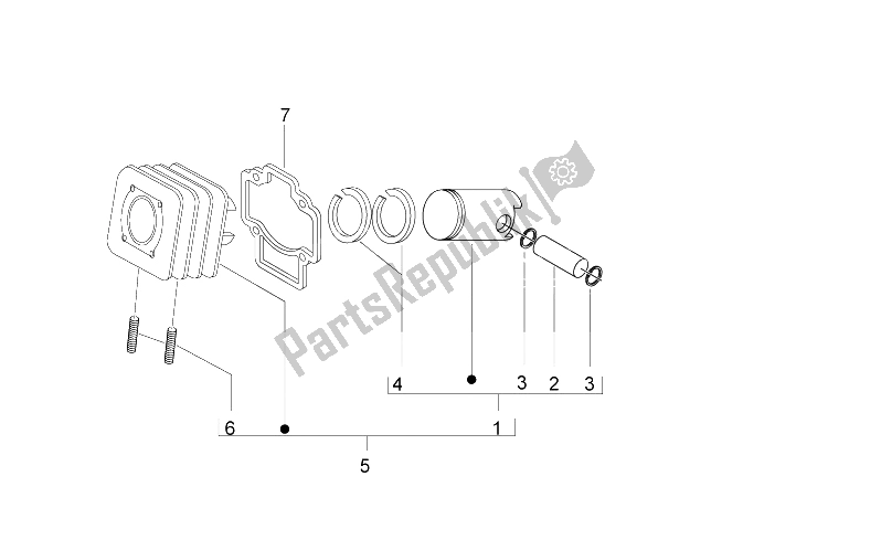 Toutes les pièces pour le Unité Cylindre-piston-axe De Poignet du Aprilia SR Motard 50 2T E3 2012