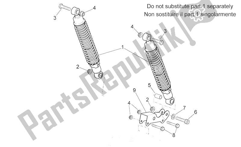 Tutte le parti per il Ammortizzatore Posteriore del Aprilia Sport City 125 200 250 E3 2006