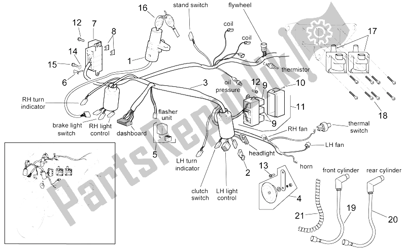 All parts for the Front Electrical System of the Aprilia RSV Mille SP 1000 1999