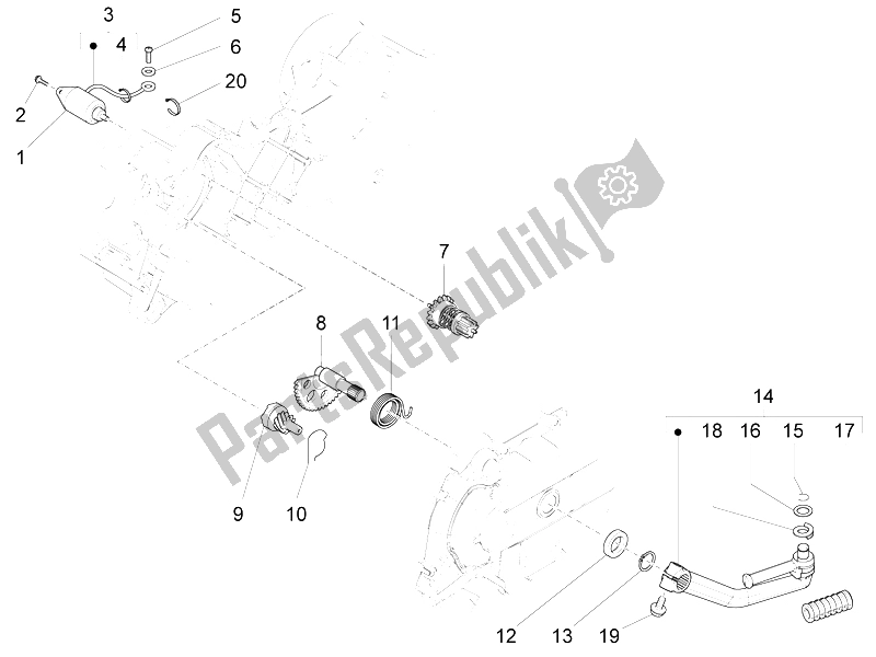 Alle onderdelen voor de Stater - Elektrische Starter van de Aprilia SR Motard 50 4T 4V 2013