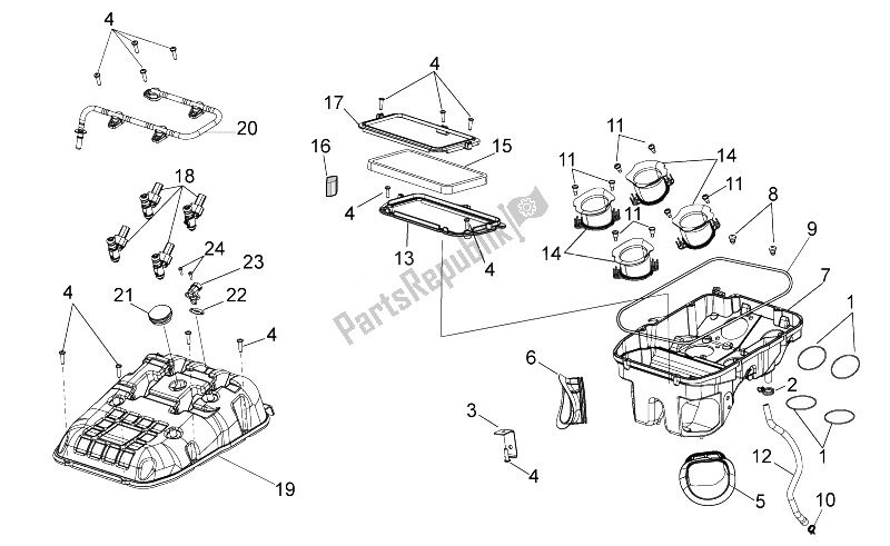 All parts for the Air Box of the Aprilia RSV4 Aprc R 1000 2011