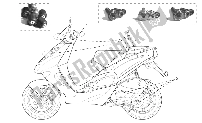 All parts for the Acc. - Cyclistic Components of the Aprilia SR 50 H2O Ditech E2 2002