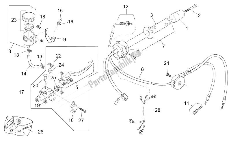 Alle onderdelen voor de Rh Controles van de Aprilia RS 125 Tuono 2003