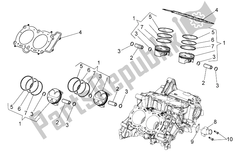 Alle onderdelen voor de Cilinder - Zuiger van de Aprilia RSV4 Aprc Factory STD SE 1000 2011