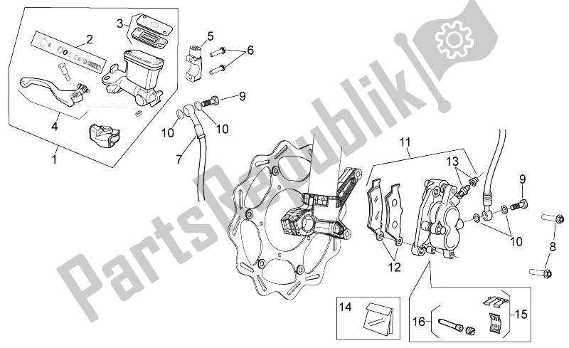 All parts for the Front Brake System of the Aprilia MXV 450 Cross 2008