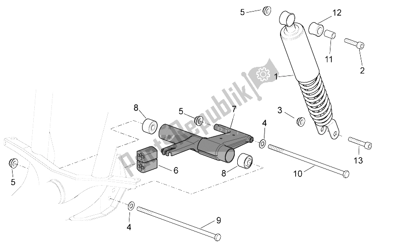 Toutes les pièces pour le R. Shock Absorber-connect. Barre du Aprilia Scarabeo 50 4T 4V E2 2010