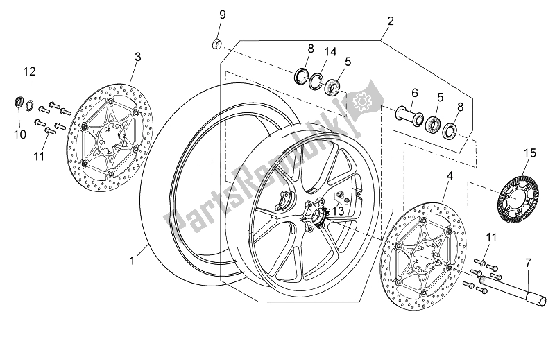 All parts for the Front Wheel of the Aprilia RSV4 Aprc Factory STD SE 1000 2011