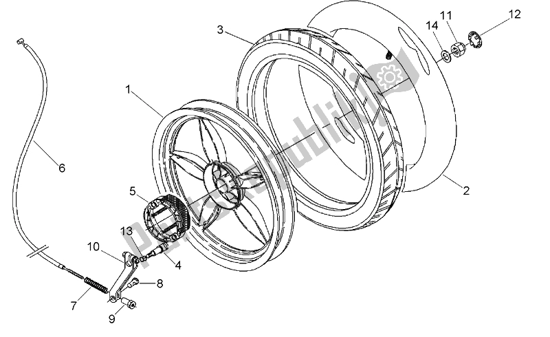 All parts for the Rear Wheel of the Aprilia Scarabeo 50 2T ENG Minarelli 1993