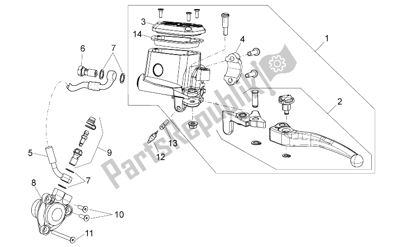 All parts for the Clutch Pump of the Aprilia Shiver 750 PA 2015