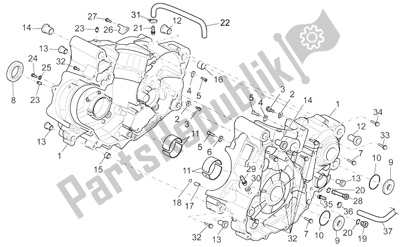 All parts for the Crankcase I of the Aprilia SXV 450 550 Street Legal 2009