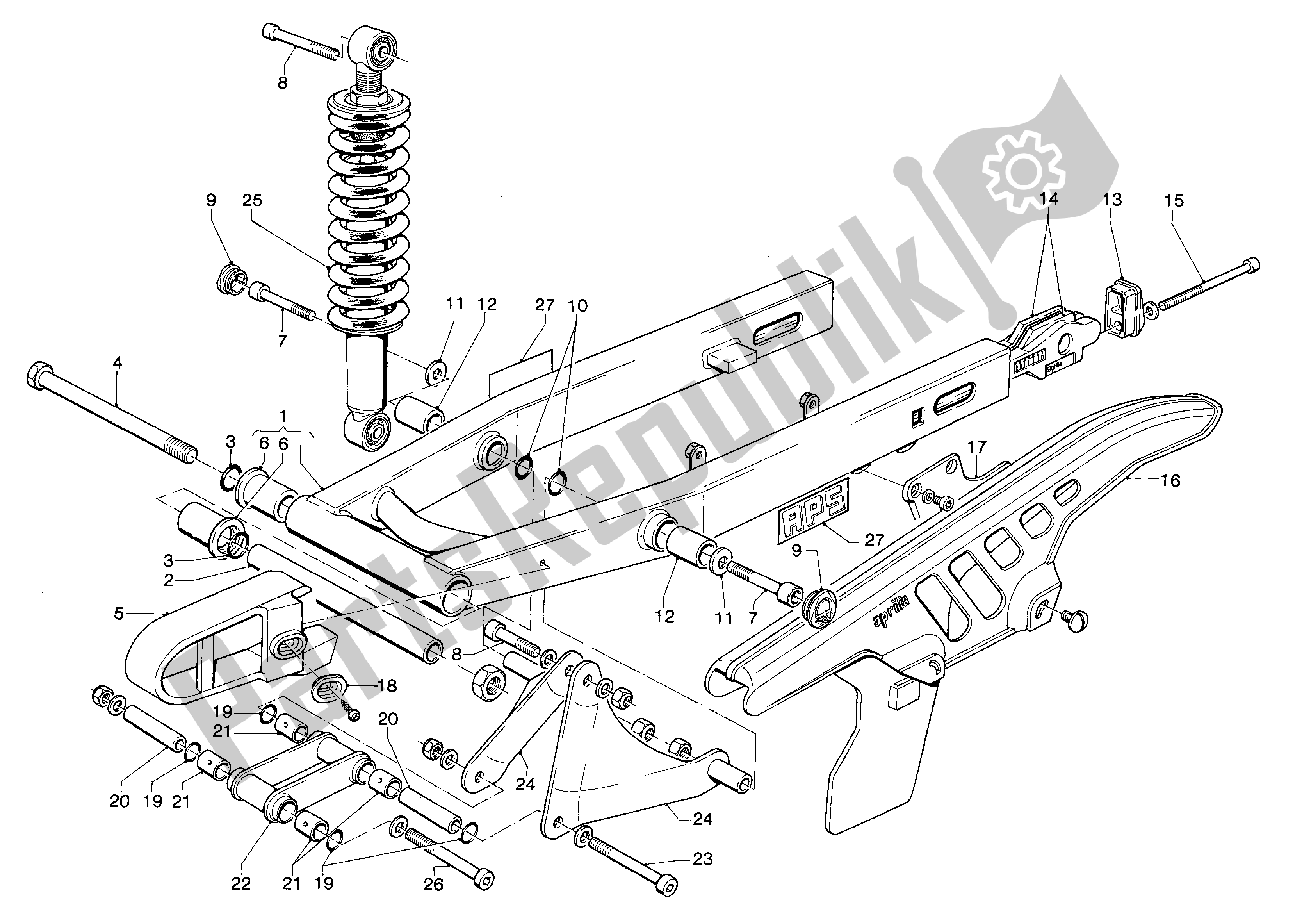 All parts for the Rear Fork And Suspension of the Aprilia ET 50 1987
