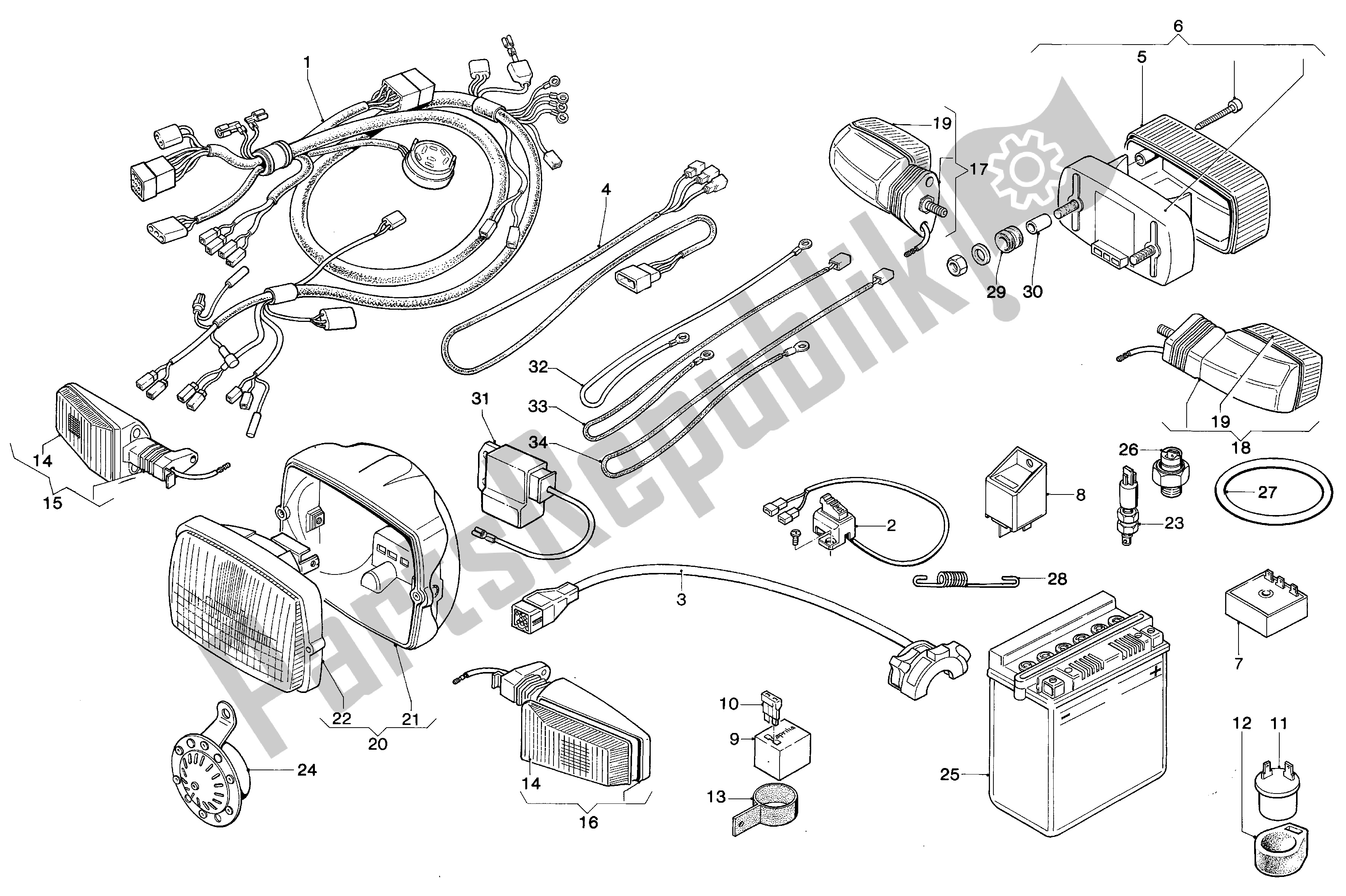 All parts for the Electrical System - Electric Starter of the Aprilia ET 50 1987