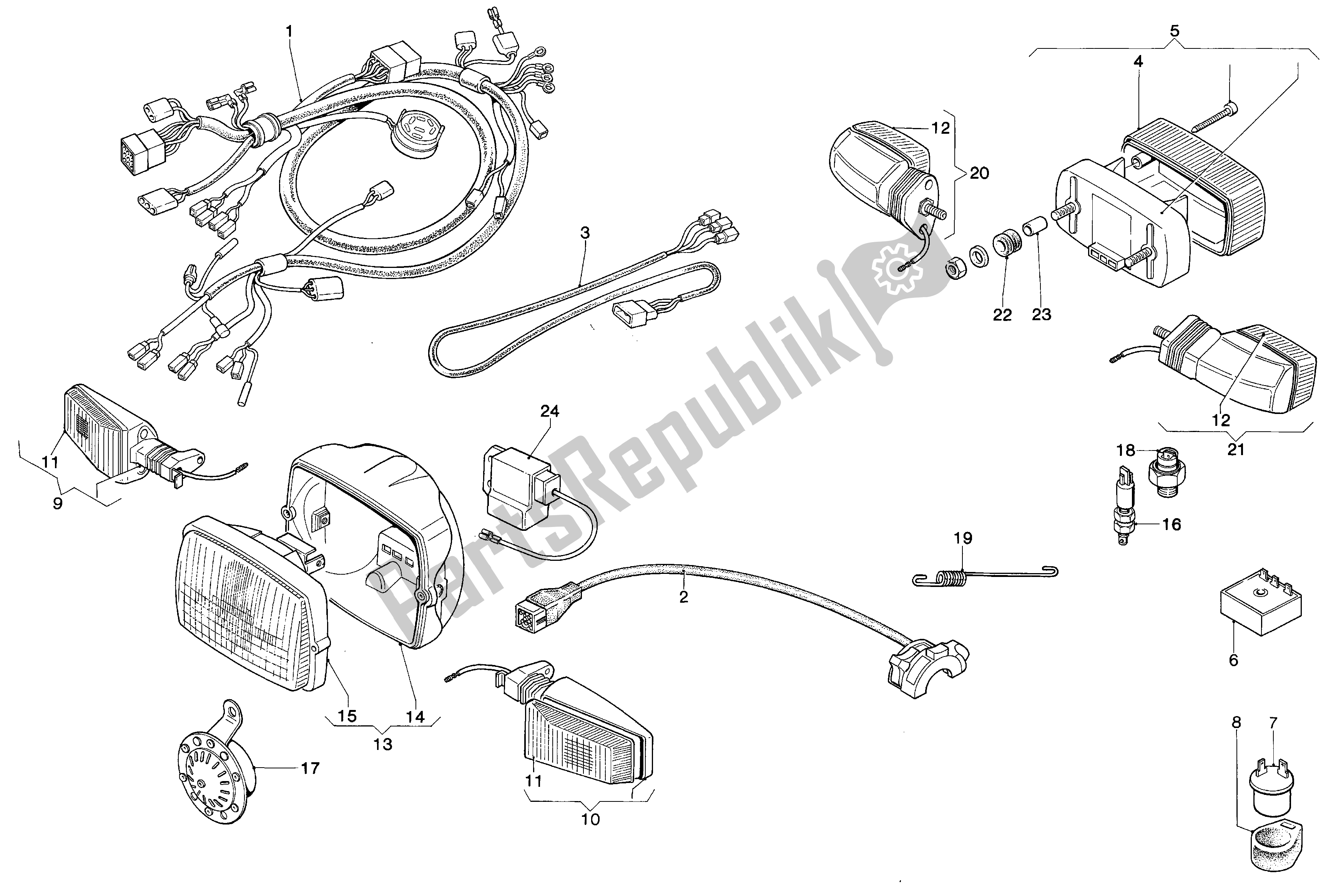All parts for the Electrical System - Kick Starter of the Aprilia ET 50 1987