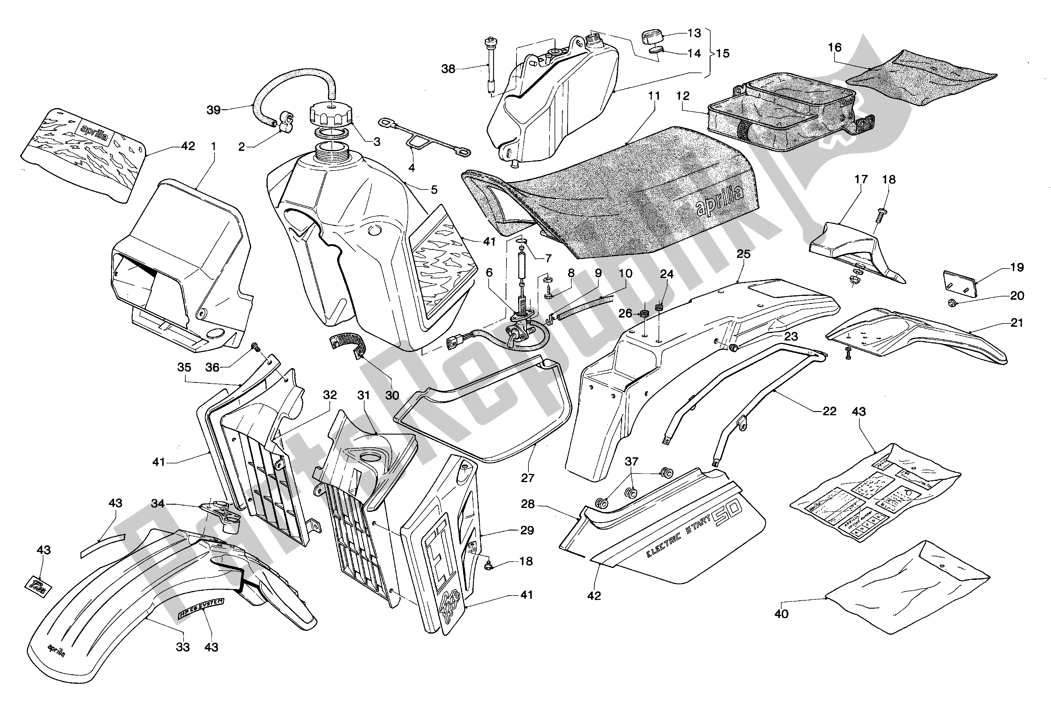 All parts for the Body of the Aprilia ET 50 1987
