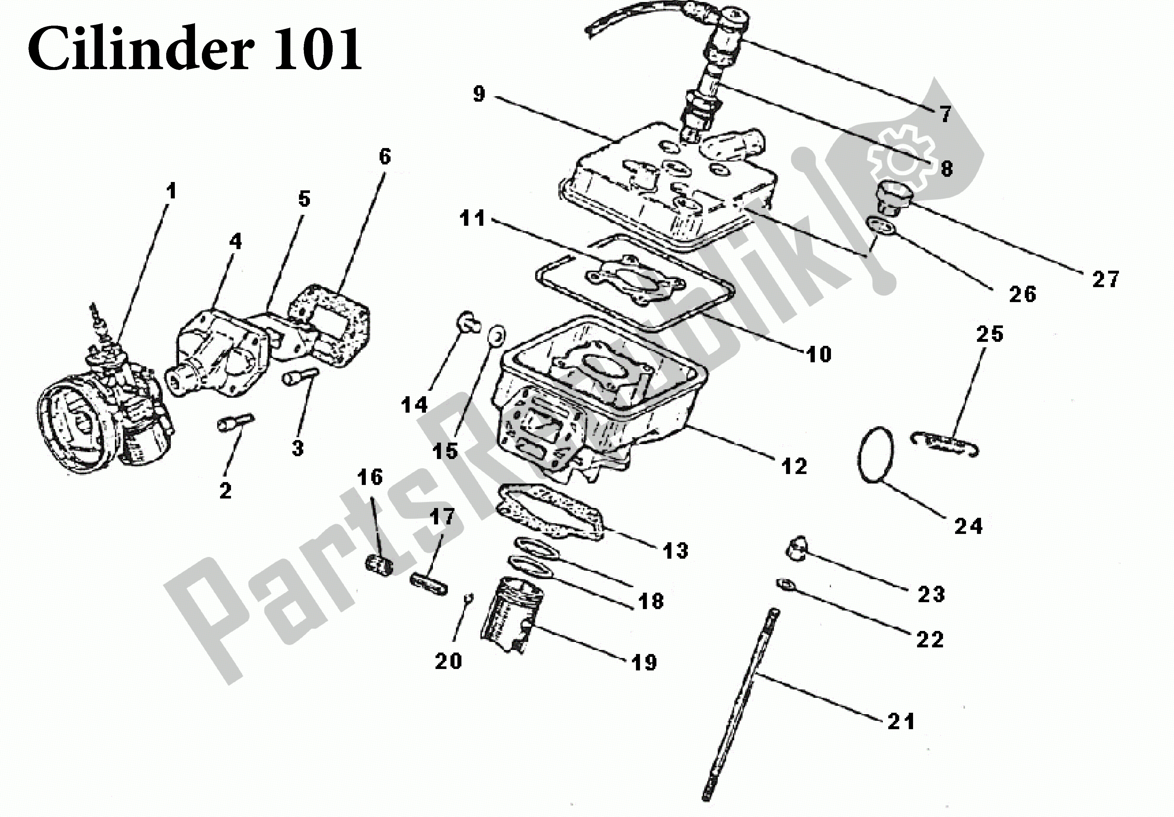 Alle onderdelen voor de Cilinder 101 van de Aprilia ET 50 1987