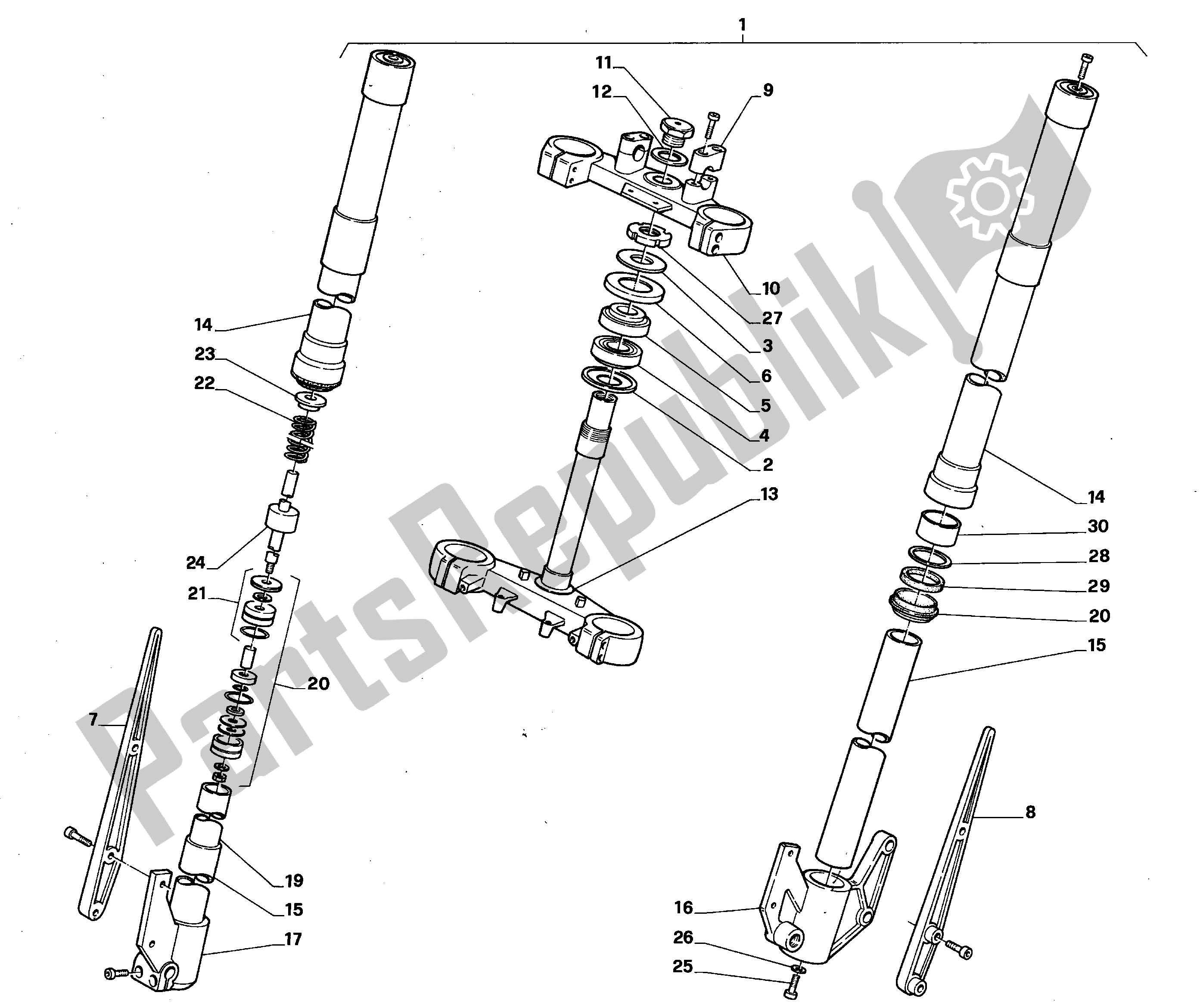 Todas las partes para Tenedor Frontal de Aprilia Tuareg 50 1988