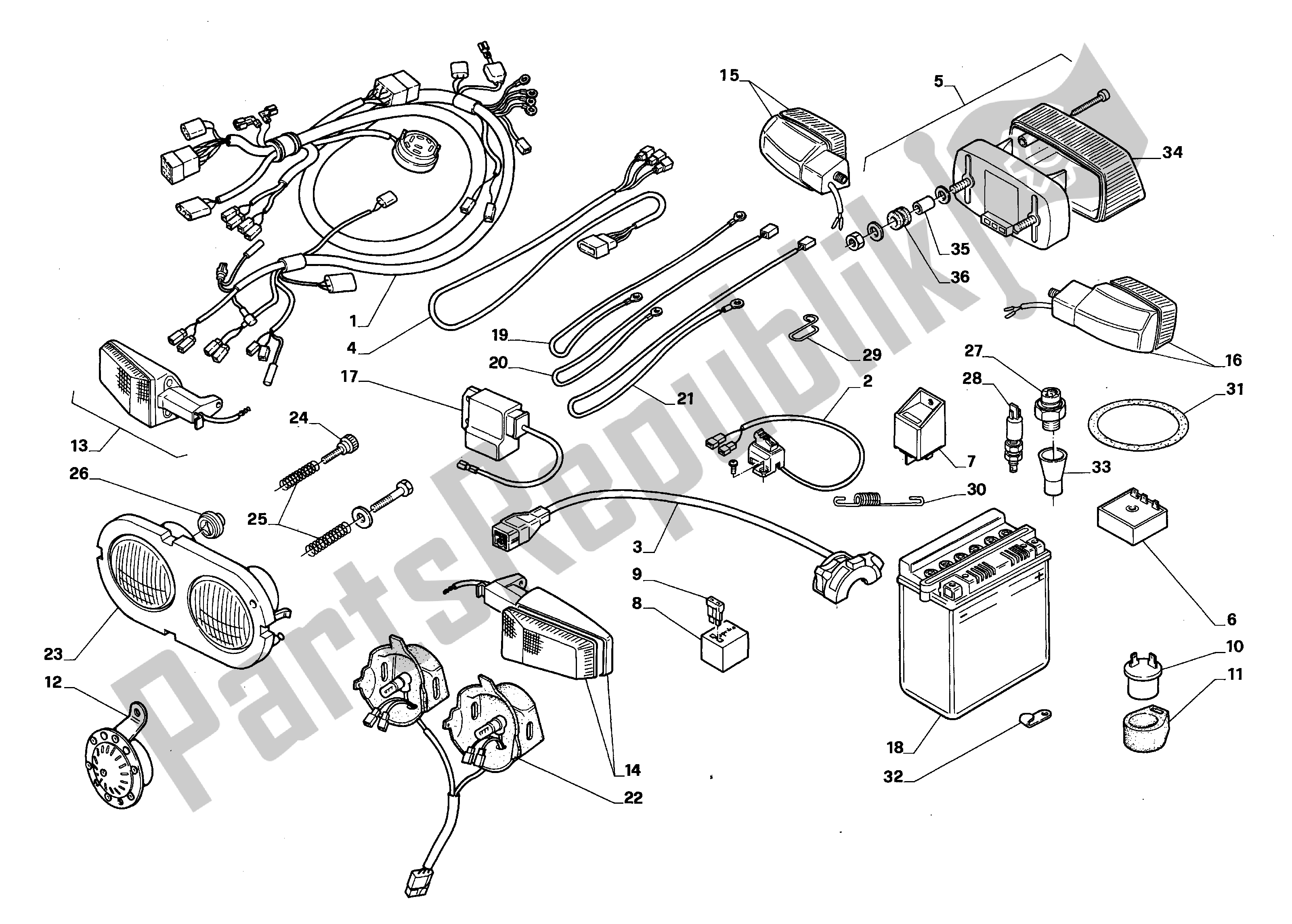 Tutte le parti per il Sistema Elettrico del Aprilia Tuareg 50 1988