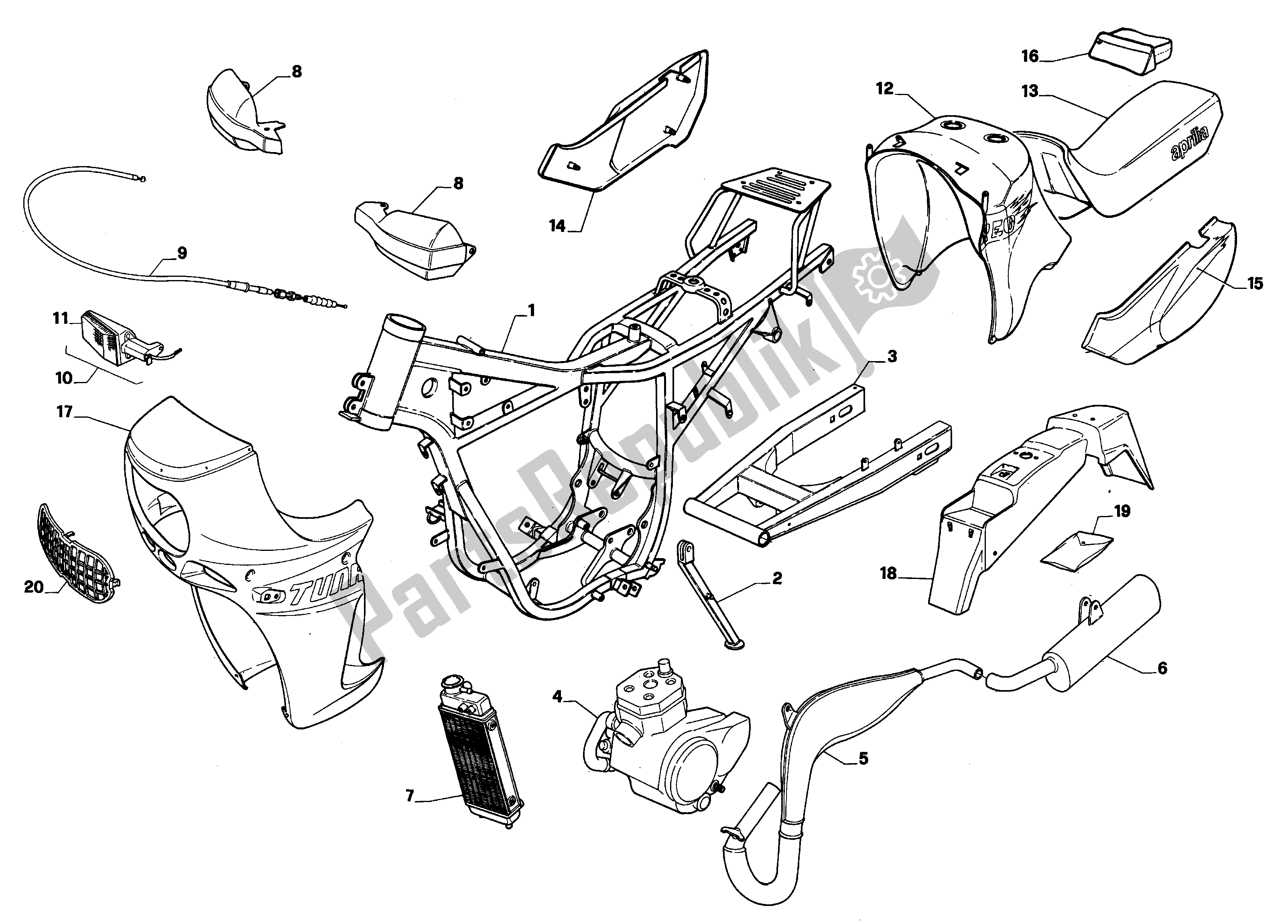 All parts for the Added Drawing Tuareg 50-89 of the Aprilia Tuareg 50 1988