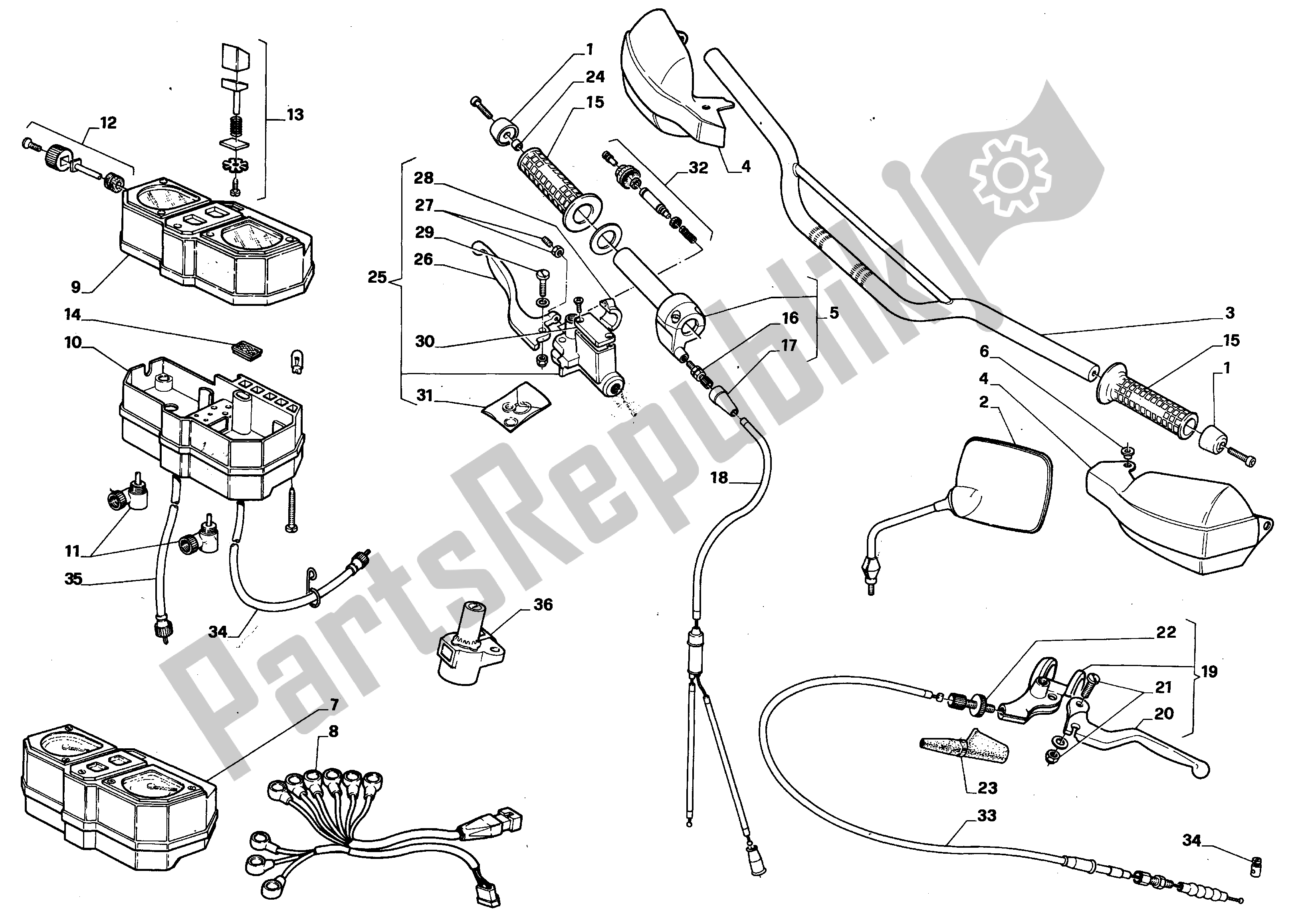 Toutes les pièces pour le Poignées Et Commandes du Aprilia Tuareg 50 1988