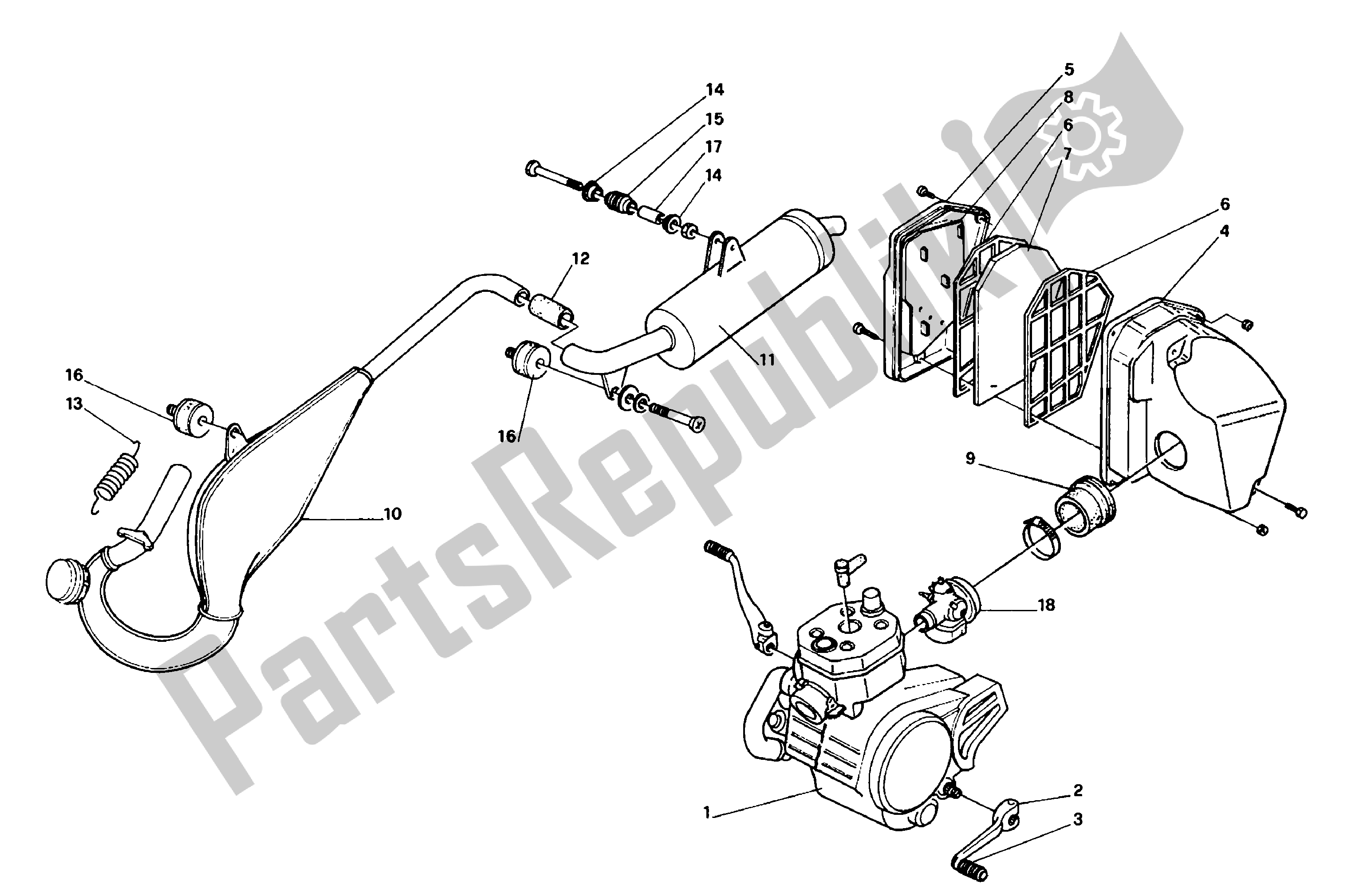 Todas las partes para Conjunto De Escape de Aprilia RX 50 1989