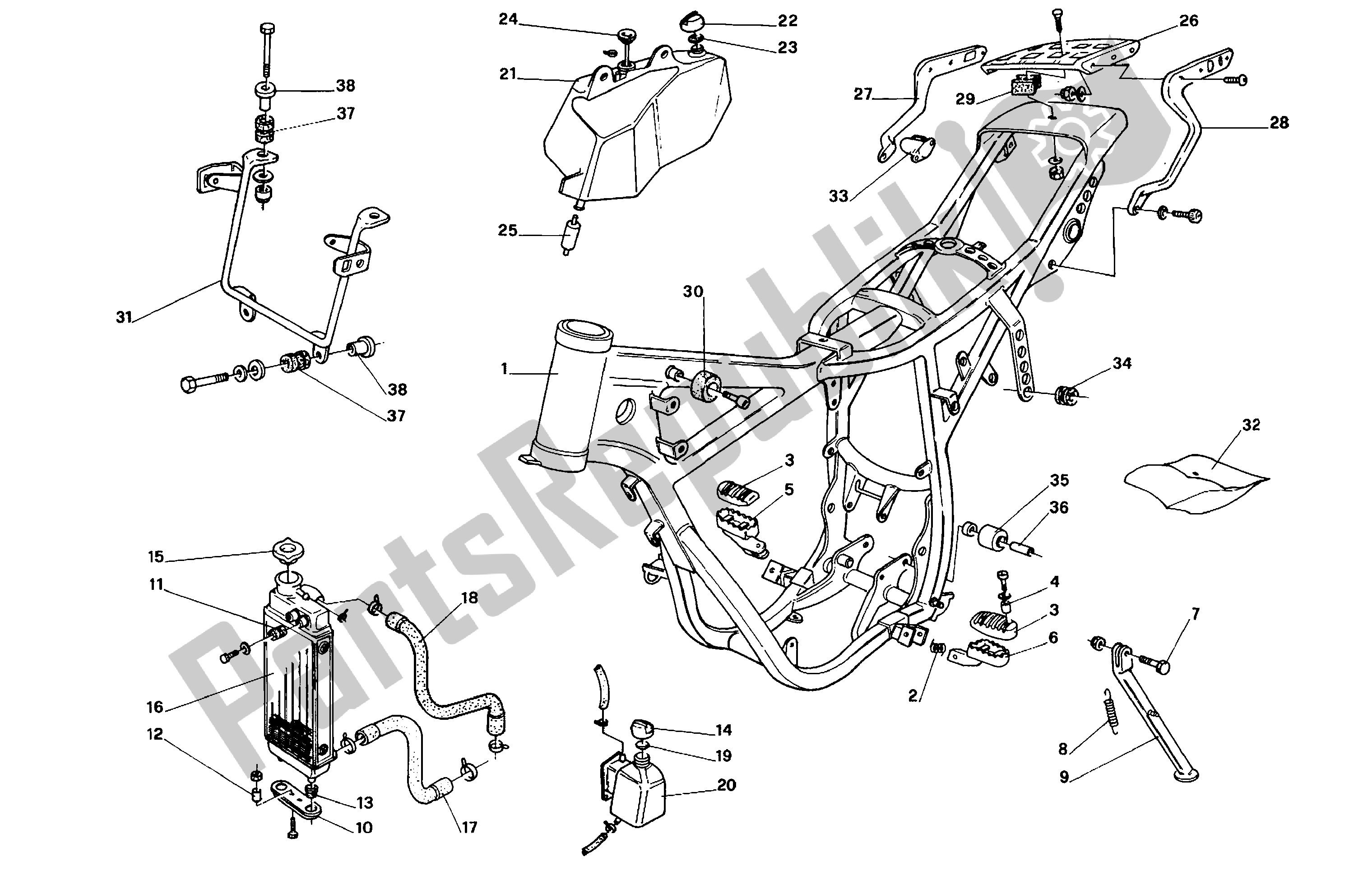 Alle onderdelen voor de Kader van de Aprilia RX 50 1989