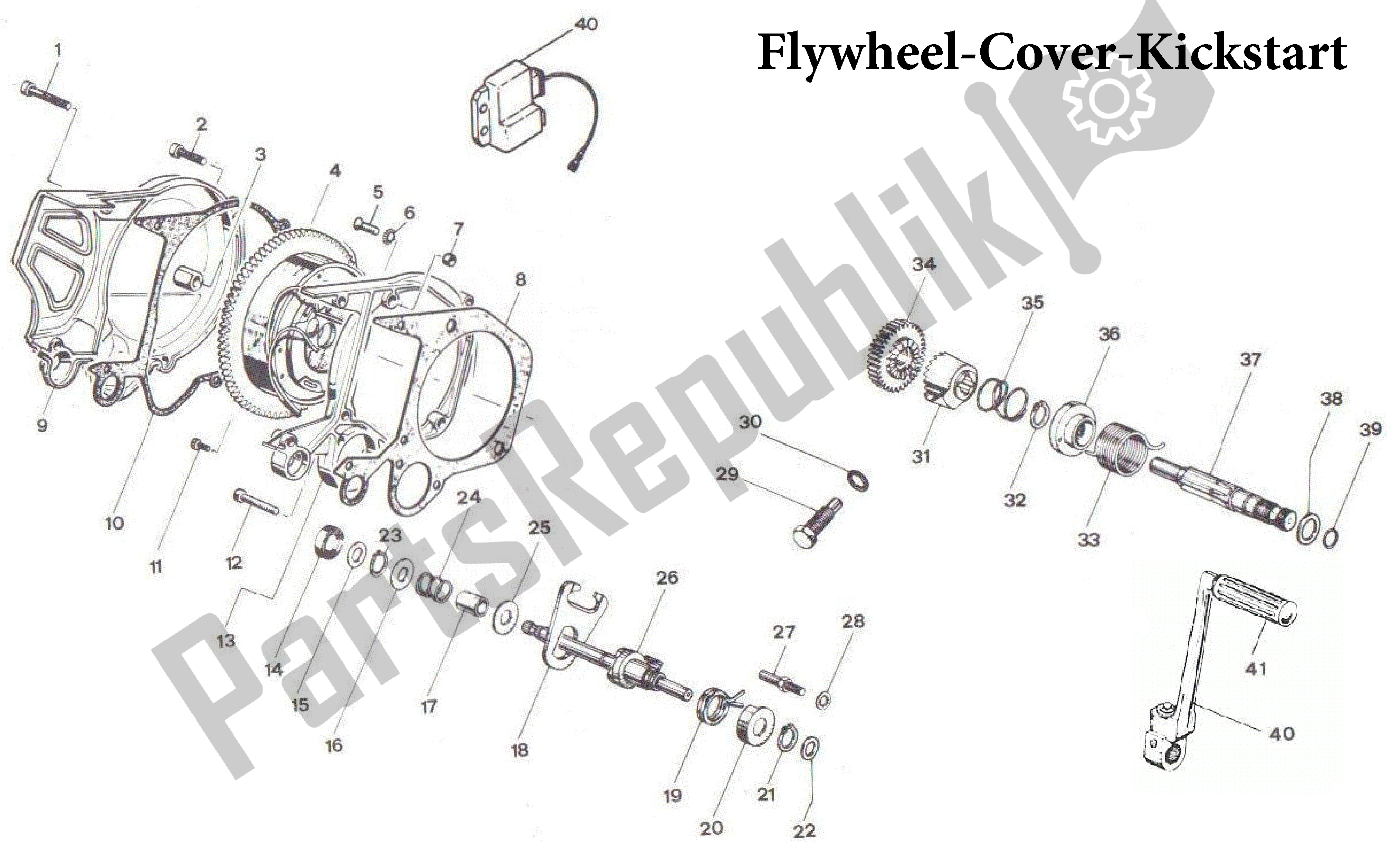 All parts for the Flywheel-cover-kickstart of the Aprilia RX 50 1989