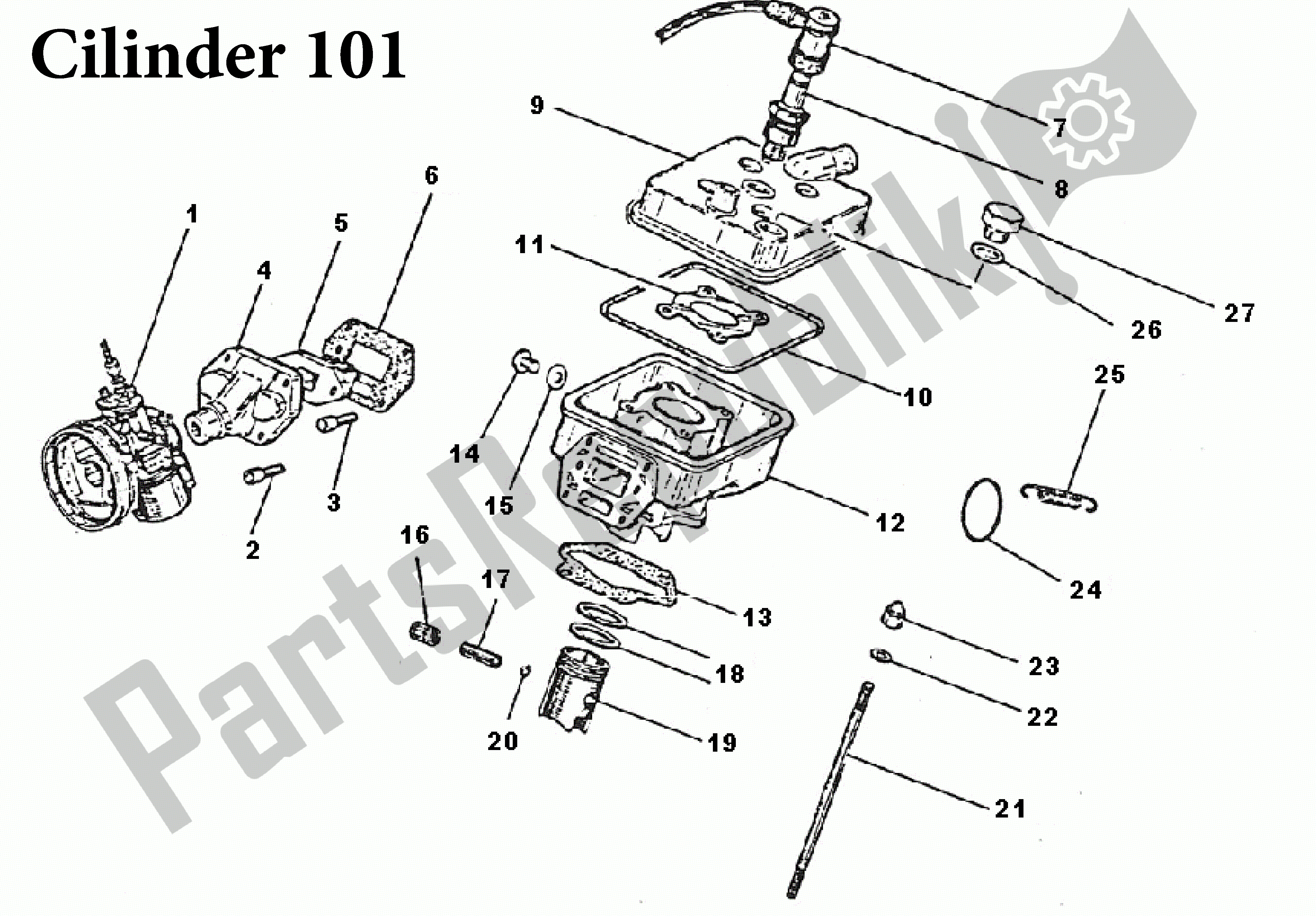All parts for the Cilinder 101 of the Aprilia RX 50 1989