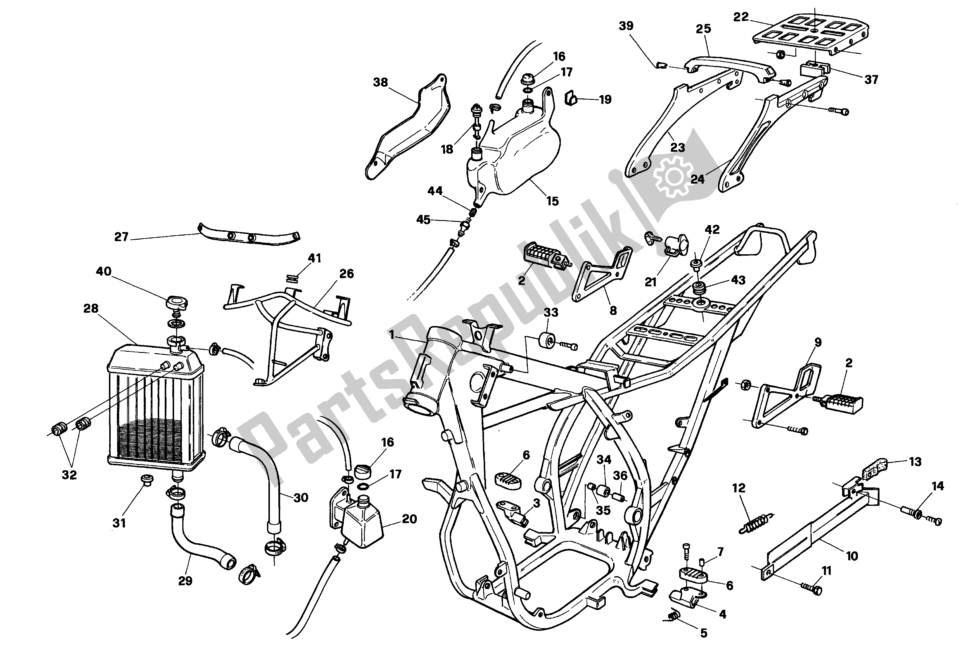 Tutte le parti per il Telaio del Aprilia Pegaso 125 1989