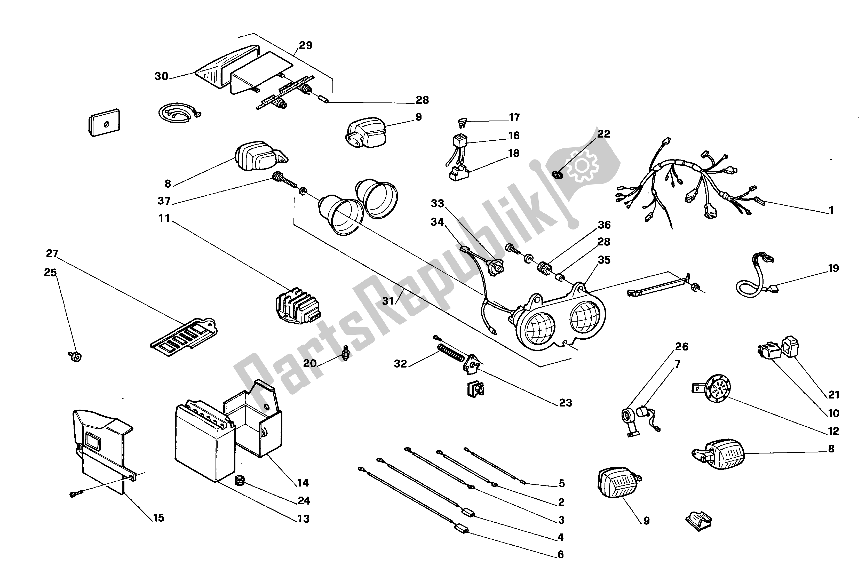 All parts for the Electrical System of the Aprilia Pegaso 125 1989