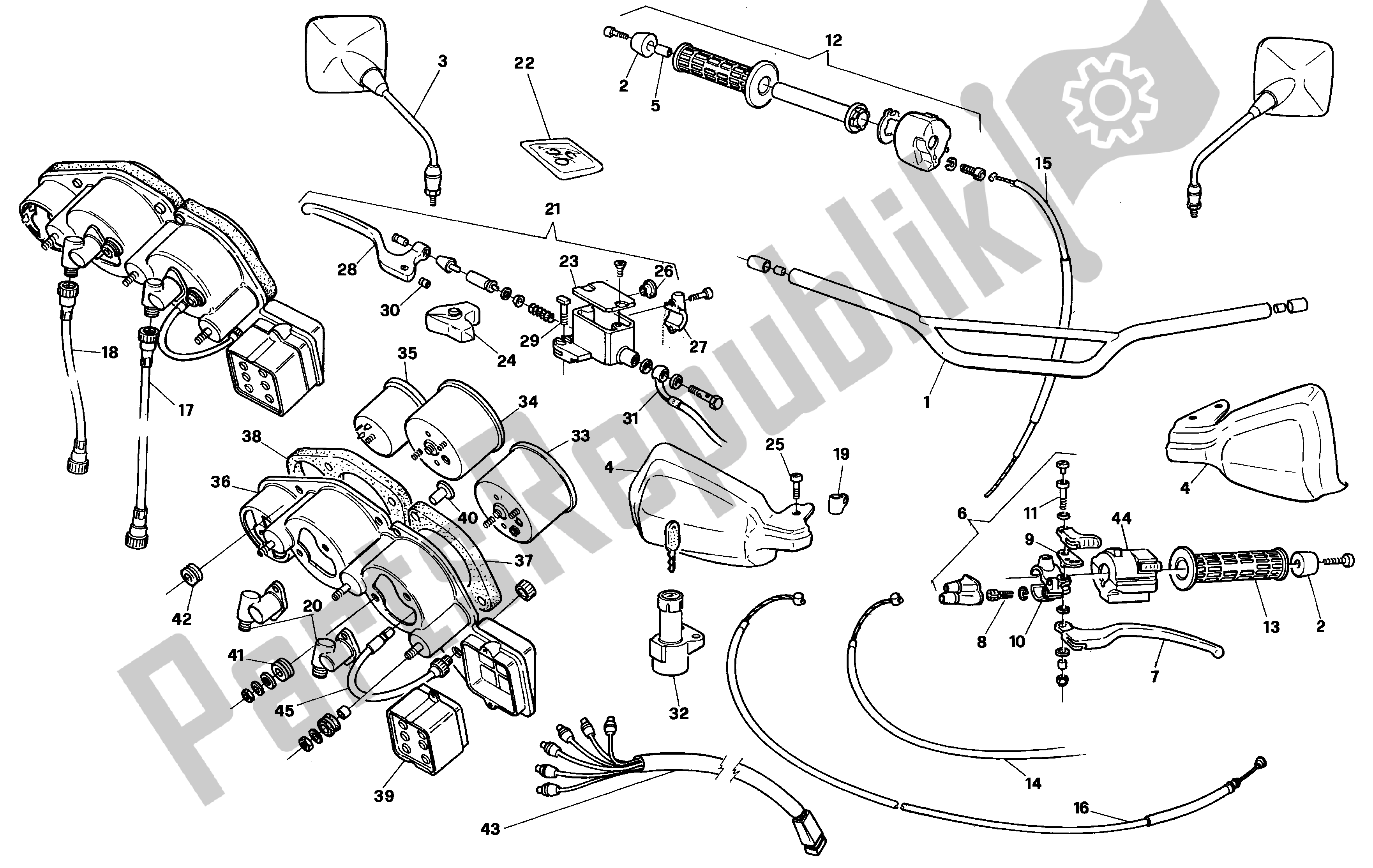 Toutes les pièces pour le Poignées Et Commandes du Aprilia Pegaso 125 1989